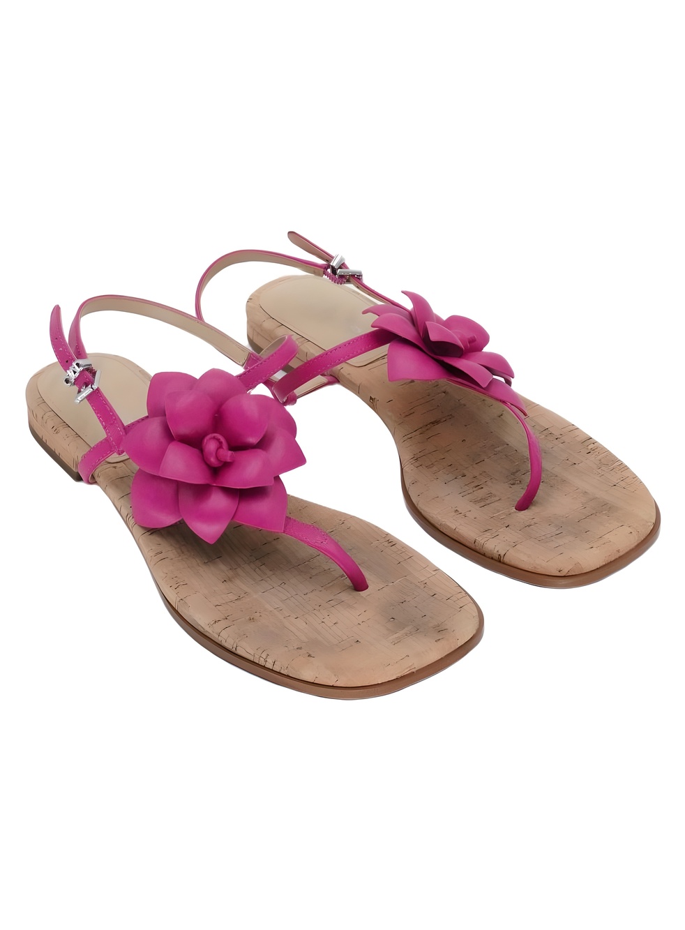 Michael Kors Jacie Floral Buckle Thong Sandals Raspberry Leather Size 8M